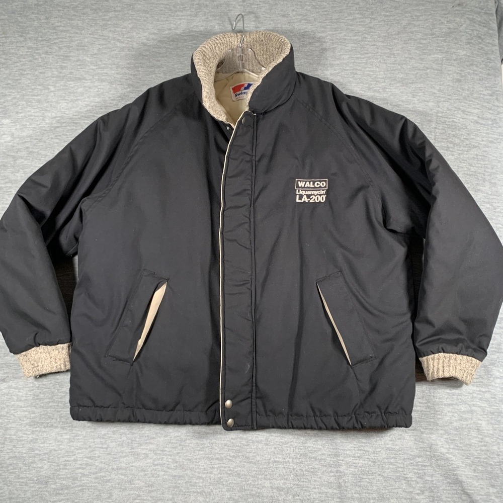 Vintage Swingster Jacket Mens Large Black Bomber‎ Walco 80s